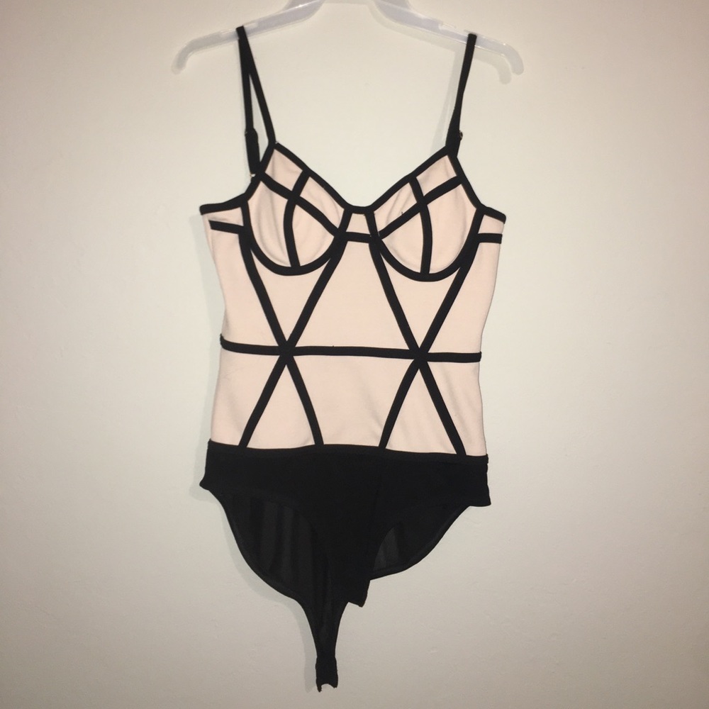 Nude and black bodysuit